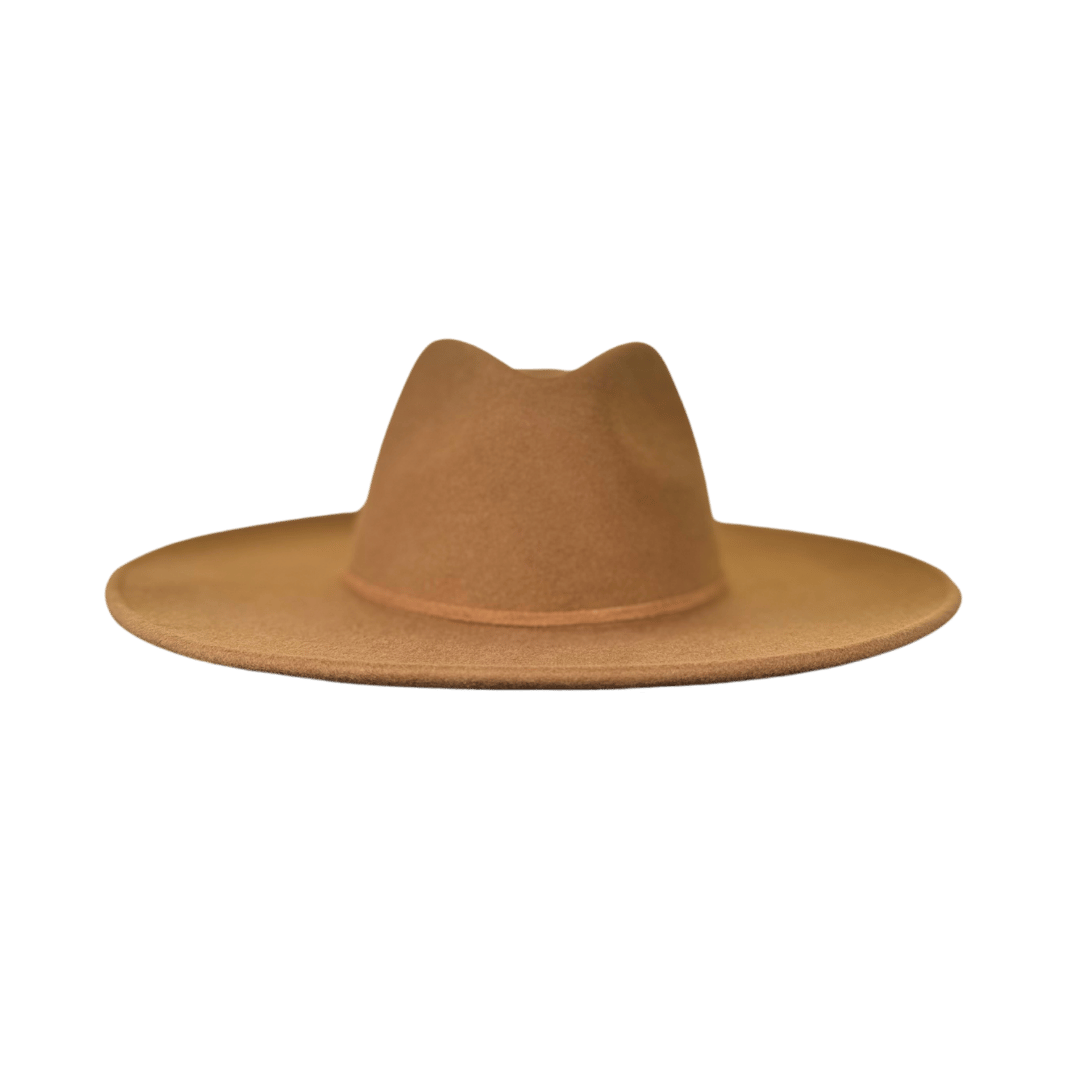 Camel Farbender Fedora Hut für Frauen aus 100% Wolle | Damenhut Fedora Hut | Travel Hut | faltbar & wasserabweisend | breite Krempe | Boho Style | Reisehut