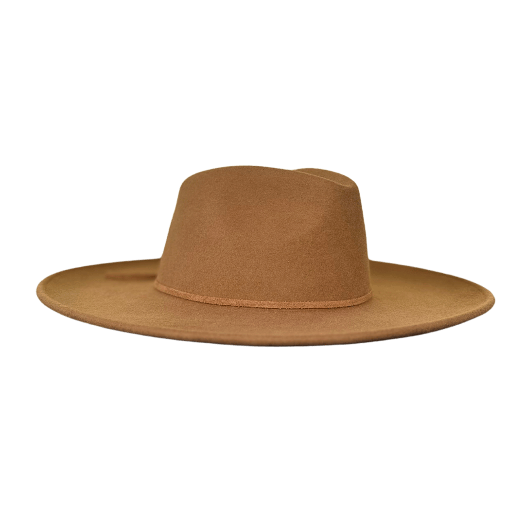 Camel Farbender Fedora Hut für Frauen aus 100% Wolle | Damenhut Fedora Hut | Travel Hut | faltbar & wasserabweisend | breite Krempe | Boho Style | Reisehut