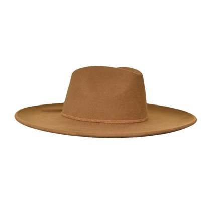 Camel Farbender Fedora Hut für Frauen aus 100% Wolle | Damenhut Fedora Hut | Travel Hut | faltbar & wasserabweisend | breite Krempe | Boho Style | Reisehut