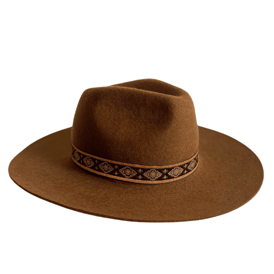 Web Hutband für Damenhüte mit Aztek Muster | Hutband für Fedora Hüte | Modell Maya Hutband | Nimanita Hats & Accessoires - Hüte für Frauen
