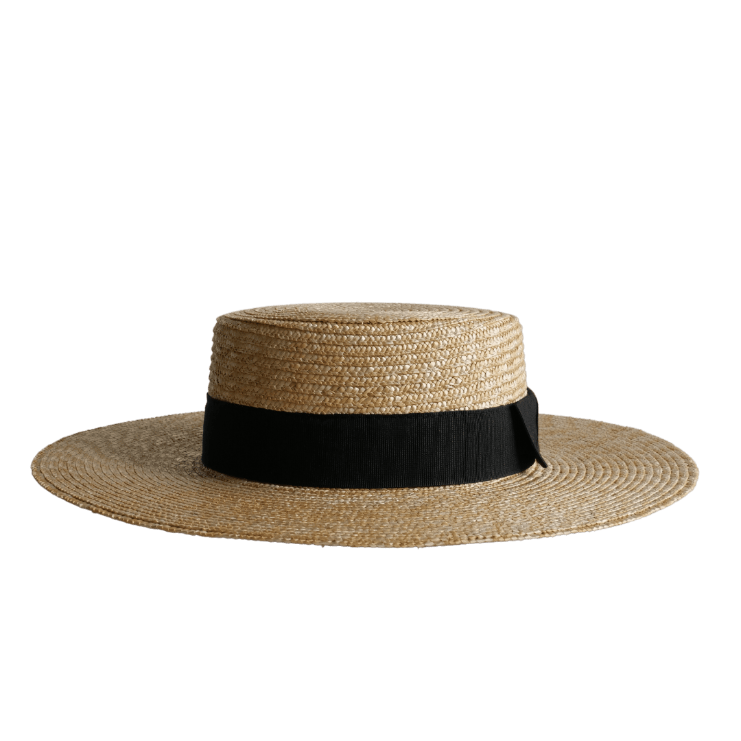 Damenhut | Boater Strohhut für Frauen | aus 100% Stroh mit schwarzem Hutband für Frauen | Sommer Strohhut  | Nimanita Hats & Accessoires - Hüte für Frauen