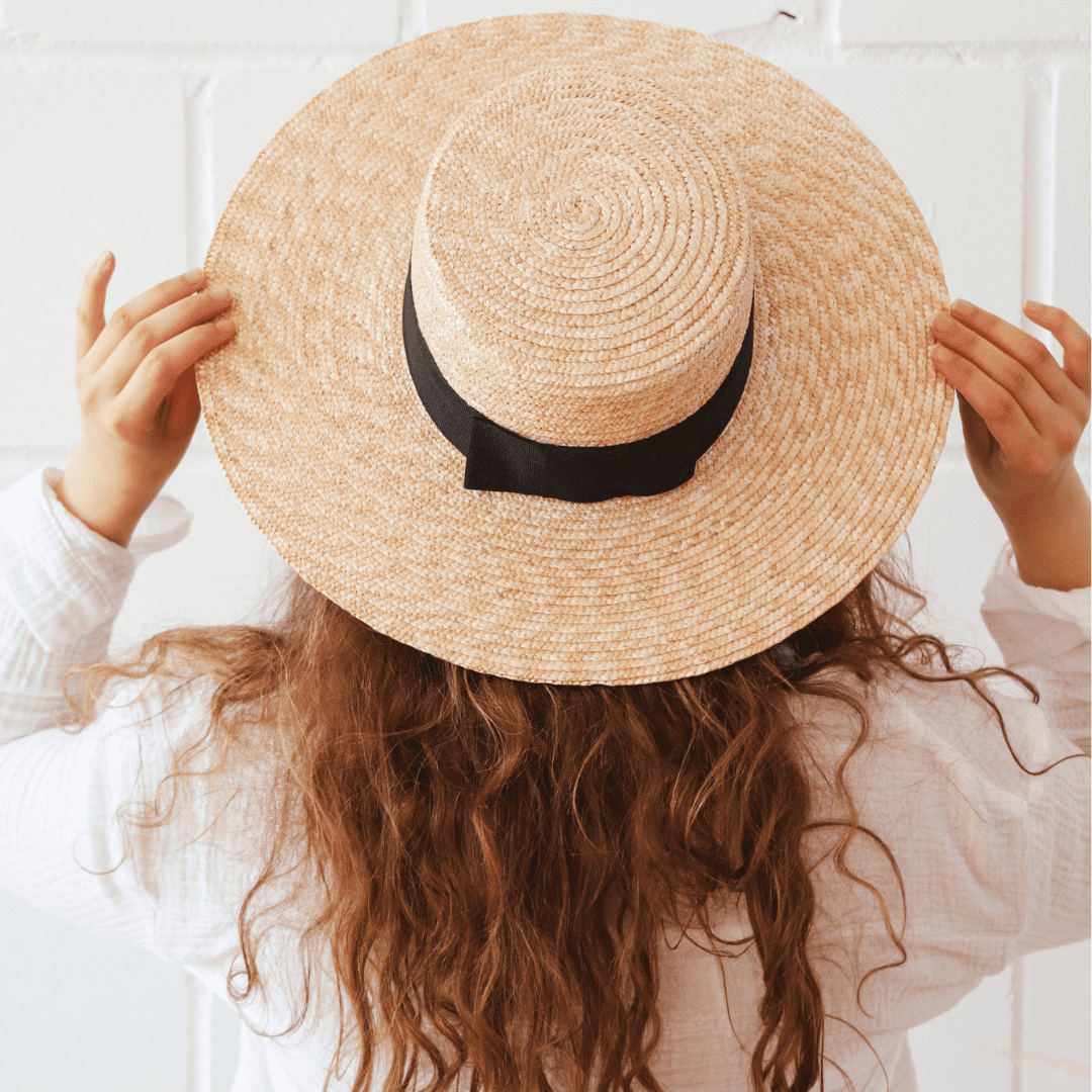 Modell Paloma - Damenhut | Boater Strohhut für Frauen | aus 100% Stroh mit schwarzem Hutband für Frauen | Sommer Strohhut  | Nimanita Hats & Accessoires - Hüte für Frauen