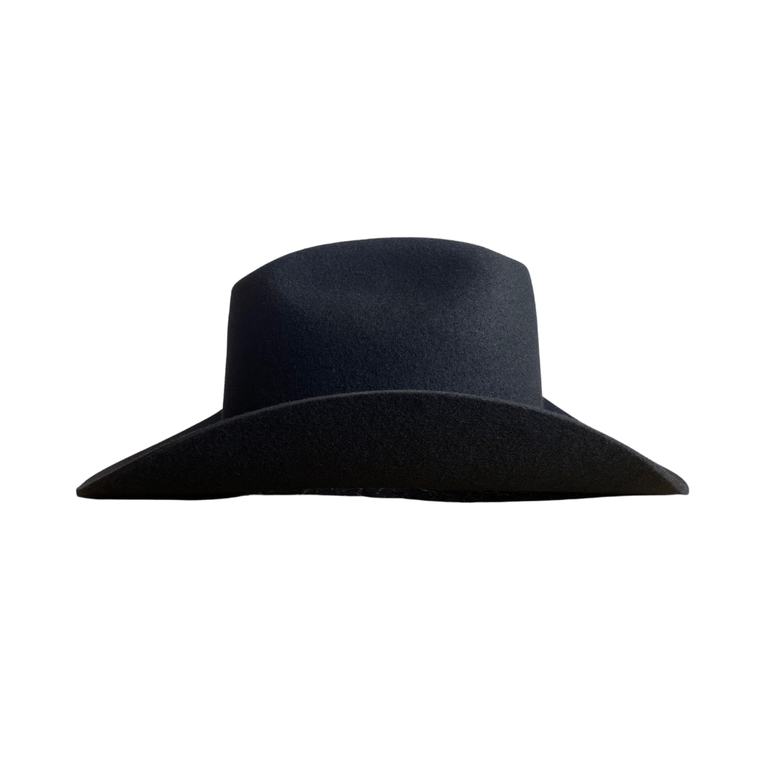 Rodeo - schwarzer Western Hut für Frauen - premium Woolfilz Cattleman Hut für Frauen - Nimanita Hats & Accessoires - Hüte für Frauen - Hut von der seite