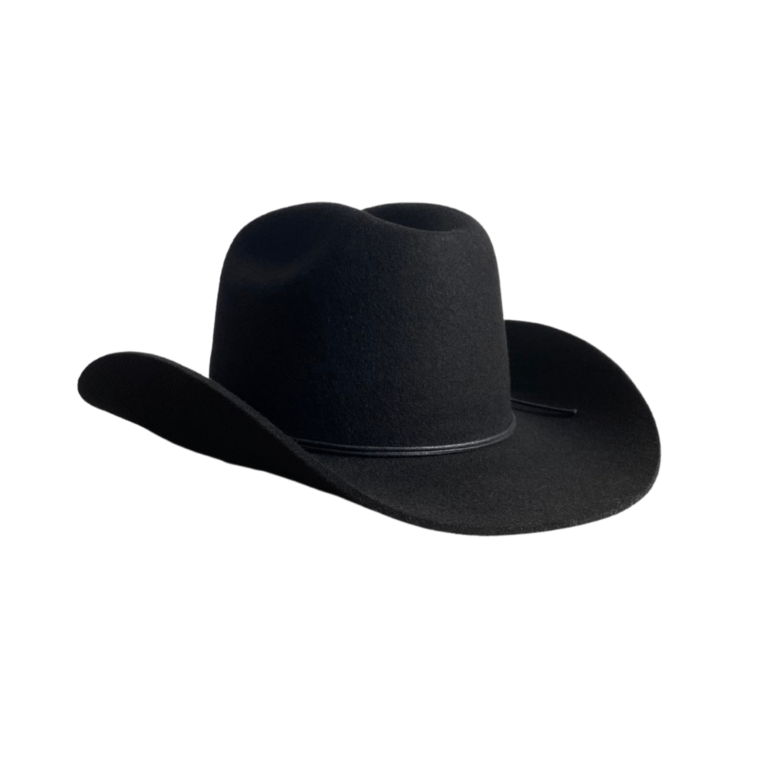 Rodeo - schwarzer Western Hut für Frauen - premium Woolfilz Cattleman Hut für Frauen - Nimanita Hats & Accessoires - Hüte für Frauen - Hut von vorne schräg Seite rechts