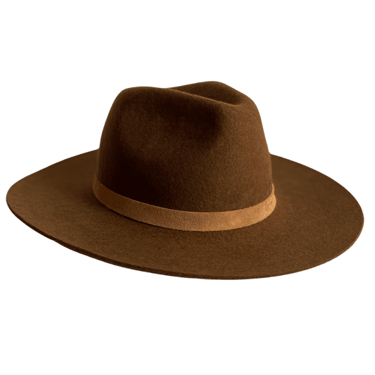 Braunes Wildleder Hutband für Damenhüte | Hutband für Fedora Hüte | Modell Saltillo Hutband | Nimanita Hats & Accessoires - Hüte für Frauen