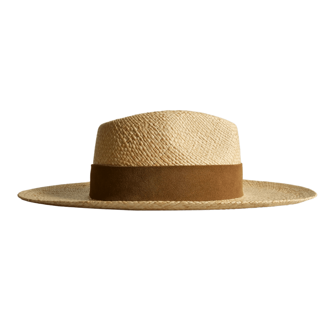 Fedora Strohhut für Frauen aus 100% Iraca Palme mit braunem Wildleder Hutband | Damenhut | Strohhut | Sommerhut | Modell Sonora | Nimanita Hats & Accessoires - Hüte für Frauen