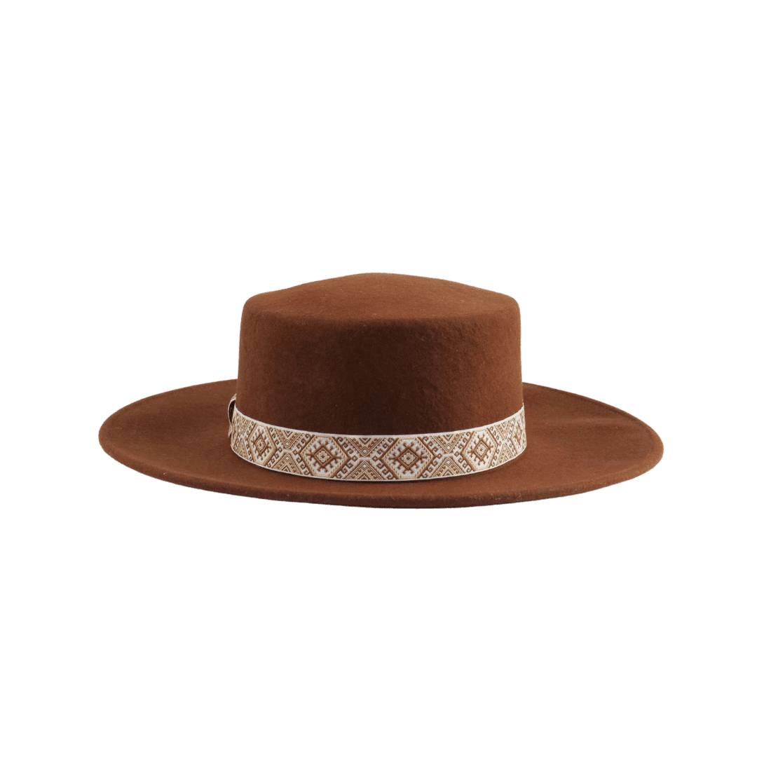 Brauner Boater Damenhut | Boater Hut für Frauen aus 100% Wolle in der Farbe Cacao | Boho Stile _ Nimanita Hats & Accessoires - Hüte für Frauen